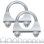 Swpeet 2 adet galvanize 1 – 1/2,38 mm egzoz U kelepçe kiti, galvanizli susturucu U cıvata kelepçesi, üniversal ağır hizmet tipi U cıvata susturucu kelepçesi, uç boru bağlantısı için ideal