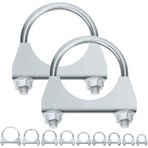 Swpeet 2 adet galvanizli 2-1/8,54 mm egzoz U kelepçe kiti, galvanizli susturucu U cıvata kelepçesi, üniversal ağır hizmet tipi U cıvata susturucu kelepçesi, uç boru bağlantısı için ideal