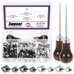 Swpeet 402 adet kare perçin çeşitler kiti 2 adet düz uçlu bızlar, noktalar çiviler kare perçin Metal piramit çanta için ideal deri giyim ayakkabı perçin el sanatları DIY Punk