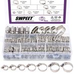 Swpeet 60 Adet Çeşitli Boyutlarda Hortum Kelepçesi Kiti, 304 Paslanmaz Çelik Ayarlanabilir 6-38 mm Aralıklı Sonsuz Dişli Hortum Kelepçesi Tesisat, Otomotiv ve Mekanik Uygulamalar için Mükemmel