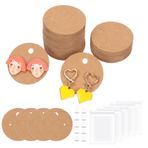 Swpeet 600 Adet Kraft Kağıt Küpe Ekran Kartları Çeşitlilik Seti, 4CM-1.6 İnç Yuvarlak Küpe Tutucu Kartlar, Küpe Sırtları ve Kendinden Mühürlü Çantalar, Kulak İğneleri ve Küpeler için Kulak İğnesi Tutucu Kartları