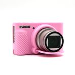 SX730 SX740 kamera çantası, yumuşak silikon koruyucu kılıf, ultra ince, hafif, Canon PowerShot SX740/SX730 HS kamera için çıkarılabilir objektif kapaklı (pembe)