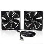SXDOOL Çift 120 mm DC 5 V USB Bilgisayar Soğutma Fanı, Hız Kontrolörlü, Havalandırıcı Fanı, Yönlendirici Alıcısı ile Uyumlu DVR Playstation Xbox Masa Bilgisayar Dolabı Sessiz Sessiz Soğutucu