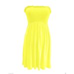 SXME MIGHT SAY Kadın Off-Omuz Kırpma Üst, Elastik, Düz/Baskılı, Straplez Bandeau Boobtube Elbise, Büyük Beden, Yellow, 8-26