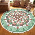 SXYCYRC Halı yuvarlak 160 cm iç mekan dış mekan Mandala halı, boho çiçek desenli, Fas Vintage tarzı, oturma odası, yatak odası, çocuk odası, yuvarlak halı, Bohem dekoratif, kaymaz, J, çap 90 cm