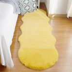 SXYCYRC Kaymaz yıkanabilir halı, banyo, çocuk odası veya koridor yolluğu için kabarık uzun tüylü I süper yumuşak tavşan suni kürk halı, sarı, 60 x 240 cm