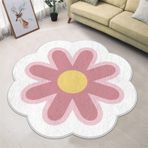 SXYCYRC Oturma odası halısı, çiçek desenli halı, çocuk odası, yatak odası, çalışma odası, ofis, koridor ve mutfak için halı, kısa tüylü halı, yuvarlak, E, çap 120 cm