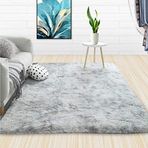 SXYCYRC Son derece yumuşak pelüş halı, Tie-Dye kademeli halı, uzun tüylü, salyangoz, oturma odası, yatak odası, çocuk odası, yemek odası, araba yatak önü, kanepe paspası, gri, 120 x 160 cm