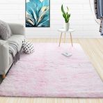 SXYCYRC Ultra yumuşak pelüş halı, Tie-Dye kademeli halı, uzun tüylü Shaggy halı, oturma odası, yatak odası, çocuk odası, yemek odası, araba, yatak odası paspası, kanepe paspası, pembe, 50 x 80 cm