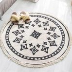 SXYCYRC Yuvarlak halı, bohem el yapımı, dokuma halı, pamuk, keten, hindistan Mandala desenli, renkli, yuvarlak, püsküllü, yatak odası, oturma odası, ev dekorasyonu için, 07,90 cm