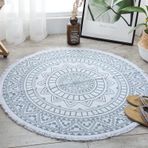 SXYCYRC Yuvarlak halı, bohem el yapımı, dokuma halı, pamuk, keten, hindistan Mandala desenli, renkli, yuvarlak, püsküllü, yatak odası, oturma odası, ev dekorasyonu için, 26, 150 cm