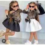 Sy Store Kız Çocuk Leopar Desenli ve Fiyonk Detaylı Takım - 2 - 3 Yaş - Siyah