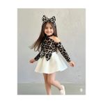 Sy Store Kız Çocuk Leopar Desenli ve Fiyonk Detaylı Takım - 5 - 6 Yaş - Beyaz