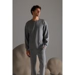 Syah Erkek Soft Touch Uzun Kollu Sweatshirt - Gri Melanj - XL