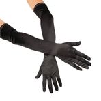 SYAYA Yetişkin Kadın Uzun Saten Eldivenler 1920'ler Opera Eldivenleri Düğün/Balo Odası/Sevgililer Günü/ Cosplay Parti Kostüm Aksesuar G3, siyah, One Size