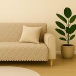 SYCAMORE HOME Premium Şönil Koltuk Örtüsü 175x215 cm, Kaymaz Jakarlı Dokuma, Yıkanabilir Lüks Çekyat ve Kanepe Şalı (BEJ)