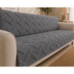 SYCAMORE HOME Premium Şönil Koltuk Örtüsü 175X215 cm Kesik Çizgi Desenli Kaymaz Yıkanabilir Jakarlı Çekyat Kanepe Örtüsü Lüks Salon Örtüsü - 175 x 215 cm - Antrasit