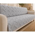 SYCAMORE HOME Premium Şönil Koltuk Örtüsü 175X215 cm Kesik Çizgi Desenli Kaymaz Yıkanabilir Jakarlı Çekyat Kanepe Örtüsü Lüks Salon Örtüsü - 175 x 215 cm - Gri