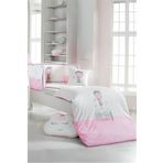 SYDNEY Bebek 7'li Uyku Seti %100 Pamuk 100x150cm Pembe Baloon -Nevresim Takımı- 70x140 Lastikli Çarşaf