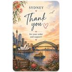 Sydney Temalı Thank You Kartı 8x5 cm | Sipariş Teşekkür Kartı | Paket Içi Not Kartı
