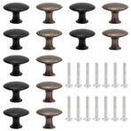 SYEYCW 14 adet vintage dolap düğmeleri, 30 mm şık yuvarlak çekmece düğmeleri, 14 vidalı komodin düğmeleri, antik tarzda mutfak dolabı kulpları, mutfak, banyo, siyah, bronz