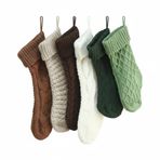 Syhood 6'lı Paket Kablo Örgü Noel Çorapları 45 cm Büyük Örgü Çorap Süsler Çiftlik Evi Noel Rustik Boho Süslemeleri Aile Tatil Dekoru için, 6 Stil (Zarif Renk)