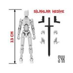 SYK Design 13 cm Hareketli Beyaz Robot Dummy Aksiyon Figürü Oyuncak Hediyelik Çocuk ve Yetişkin Uyumlu