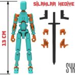SYK Design Dummy Robot 13 Aksiyon Figürü Oyuncak Turkuaz Turuncu Tüm Eklemleri Hareketli Hediyelik