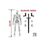 SYK Design Robot 13 Dummy Beyaz Beyaz Tüm Eklemleri Hareketli Aksiyon Figürü Oyuncak