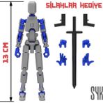 SYK Design Robot 13 Dummy Gri Mavi Aksiyon Figürü Oyuncak Tüm Eklemleri Hareketli Hediyelik