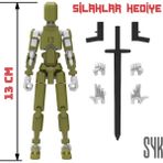 SYK Design Robot 13 Dummy Haki Yeşil Beyaz Tüm Eklemleri Hareketli Aksiyon Figürü Oyuncak
