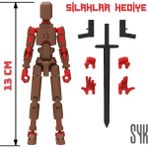 SYK Design Robot 13 Dummy Kahverengi Kırmızı Tüm Eklemleri Hareketli Aksiyon Figürü Oyuncak