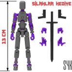 SYK Design Robot 13 Dummy Koyu Gri Mor Tüm Eklemleri Hareketli Aksiyon Figürü Oyuncak