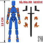 SYK Design Robot 13 Dummy Mavi Turuncu Aksiyon Figürü Oyuncak Tüm Eklemleri Hareketli Hediyelik