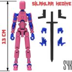 SYK Design Robot 13 Dummy Pembe Mavi Tüm Eklemleri Hareketli Aksiyon Figürü Oyuncak