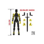 SYK Design Robot 13 Dummy Sarı Siyah Tüm Eklemleri Hareketli Aksiyon Figürü Oyuncak