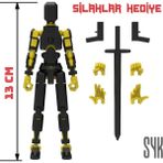 SYK Design Robot 13 Dummy Siyah Sarı Hareketli Aksiyon Figürü Oyuncak 13 cm Hediyelik