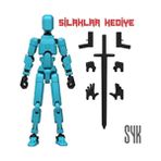 SYK Design Robot 13 Dummy Turkuaz Siyah Hareketli Eklemleri Olan Aksiyon Figürü Oyuncak Hediyelik