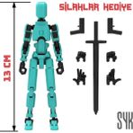 SYK Design Robot 13 Dummy Turkuaz Siyah Hareketli Eklemlerle Aksiyon Figürü Oyuncak Hediyelik