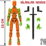 SYK Design Robot 13 Dummy Turuncu Yeşil Aksiyon Figürü Oyuncak Tüm Eklemleri Hareketli Hediyelik