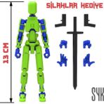 SYK Design Robot 13 Dummy Yeşil Mavi Hareketli Aksiyon Figürü Oyuncak 13 cm Hediyelik