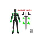 SYK Design Robot 13 Dummy Yeşil Siyah Tüm Eklemleri Hareketli Aksiyon Figürü Oyuncak