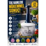 SYKU 2 Litre Basmalı Manuel El Rondosu Büyük Hazneli 3 Bıçaklı Sebze Doğrayıcı - Şeffaf