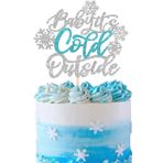 SYKYCTCY 1 adet Baby it's Cold Outside kar taneleri pasta dekorasyonu, parıltılı, kış, kek, duş, kek, dekorasyon, kış, kar taneleri, çocuk doğum günü, cupcake dekorasyonları, mavi, gümüş