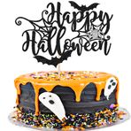 SYKYCTCY 1 adet Happy Halloween pasta dekorasyonu, parıltılı, yarasa, örümcek, pasta dekorasyonu, Cadılar Bayramı temalı parti, doğum günü, parti, pasta dekorasyonu, siyah