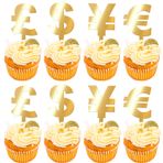 SYKYCTCY 20 adet para birimi sembolü, pasta dekorasyonu, parıltılı, akrilik, doğum günü, pasta, dekorasyon, doğum günü, doğum günü, yıl dönümü, akrilik pasta süsü