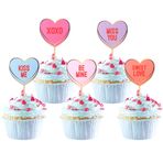 SYKYCTCY 30 adet Kalp Sevgililer Günü Cupcake Tepesi Be Mine Valentine Kiss Me Miss You Sweet Love Heart Muffin Dekorasyon Sevgililer Günü Teması Doğum Günü Parti Pasta Süslemeleri Aksesuar