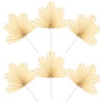 SYKYCTCY 6 adet kağıt palmiye yelpazesi, pasta dekorasyonu, kendin yap projesi, pasta, dekorasyon, kağıt, palmiye, yaprak, pasta süsü, doğum günü, düğün, bebek, duş, parti, pasta dekorasyonu için, bej