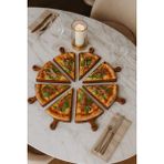Sylera Ahşap ( 1.sınıf Kalite Kayın Ağacı ) 8 Parça Pizza Altlık, Sunumluk, Servis Tabağı 31X31CM