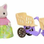 Sylvanian Families EPOCH Çiçekli Kedi Anne Ve Bisiklet, Oyuncak